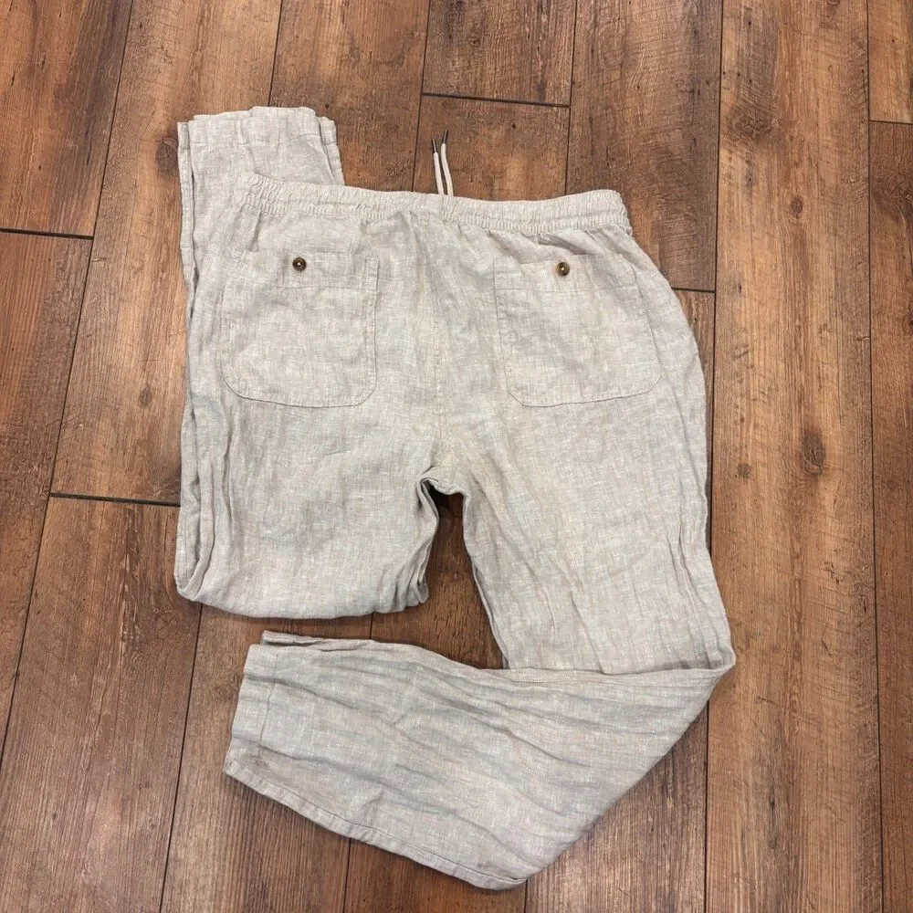 NEW Quince XL Beige Flax 100% European Linen Drawstring Beach Pants Resortwear